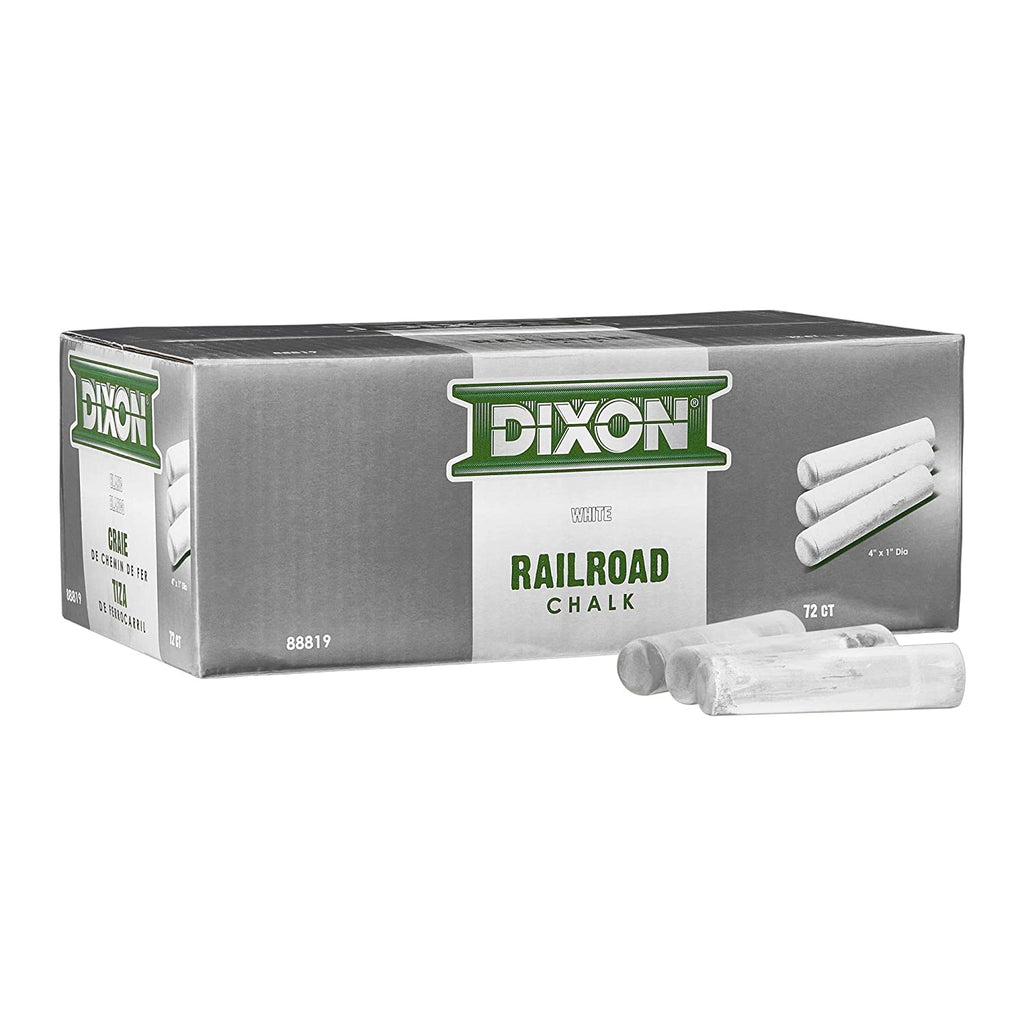 Dixon - 464-88819 Industrial Railroad Crayon Chalk, Clean Hand Coating, Tapered 4" X 1" Sticks, White, 72-Pack (88819)