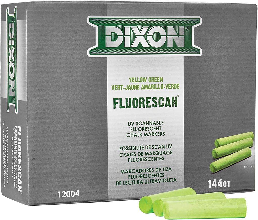 Dixon Industrial Fluorescan Tapered Chalk, Yellow/Green, 144 Count