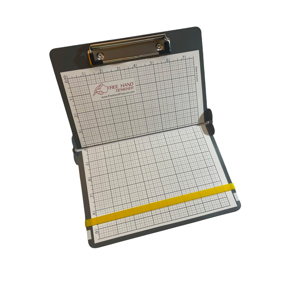 Black collapsable clipboard with straighline sheet and rubber band