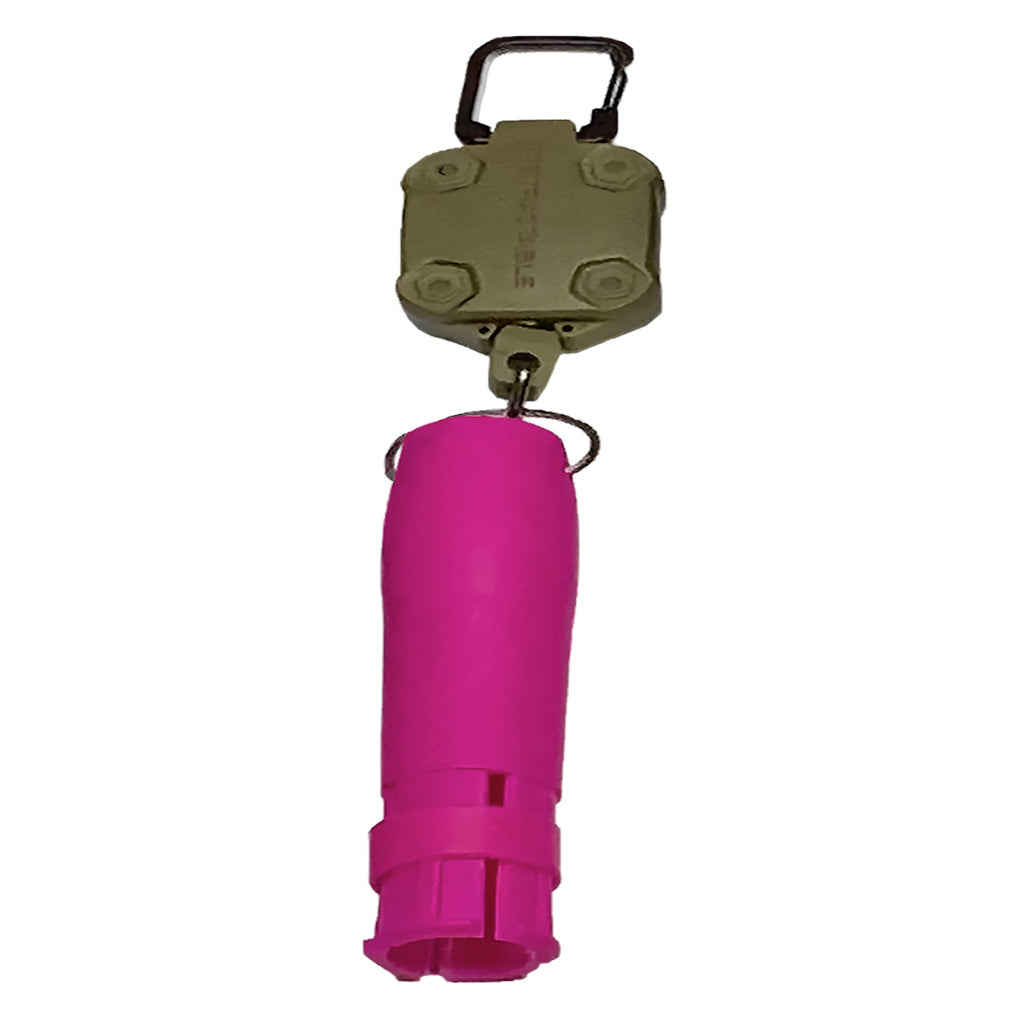 Hot pink chalk holder with brown reel