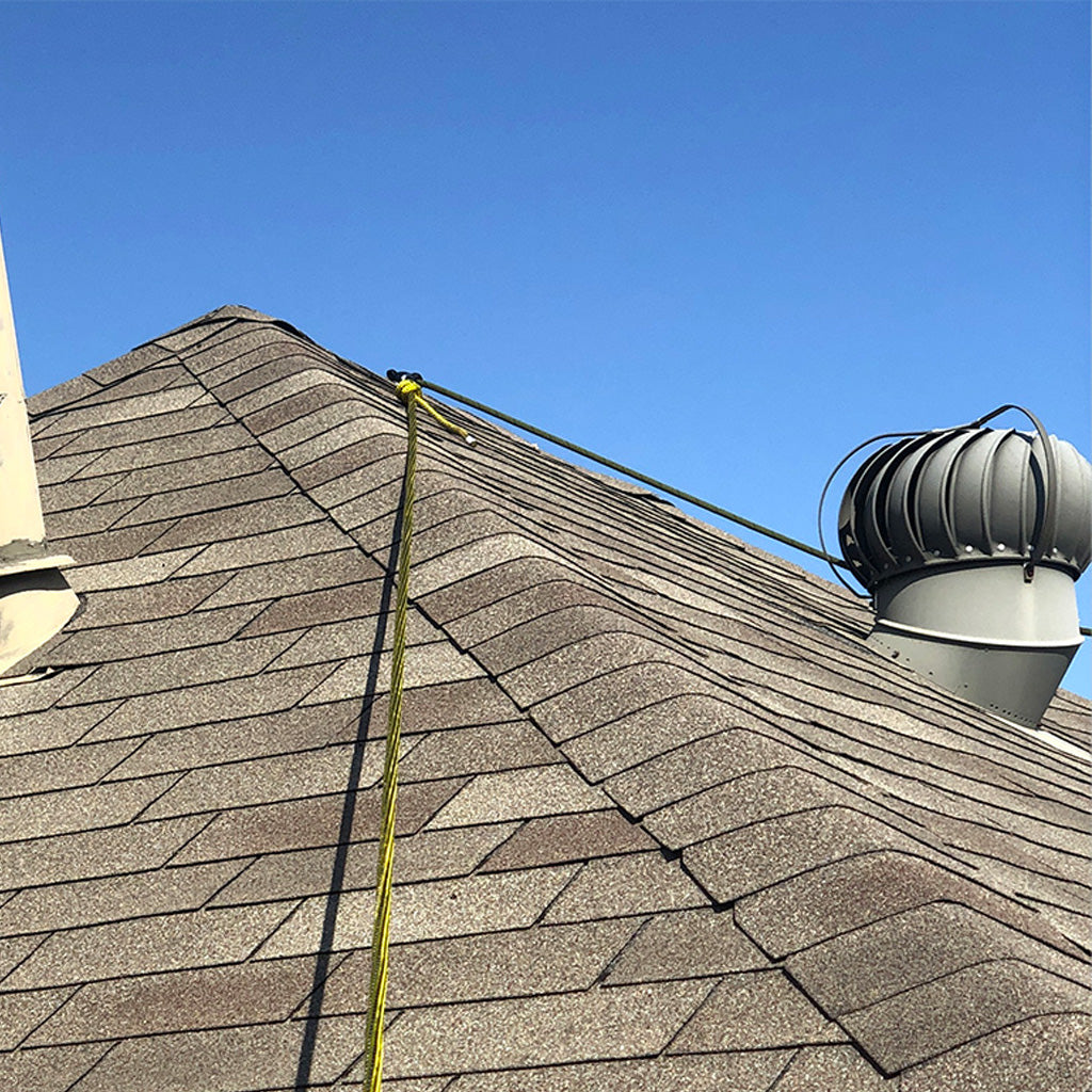 Image of a roof and the use of a prusik loop